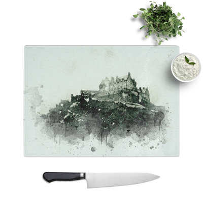 Glass Edinburgh Castle in Scotland in Abstract Chopping Board