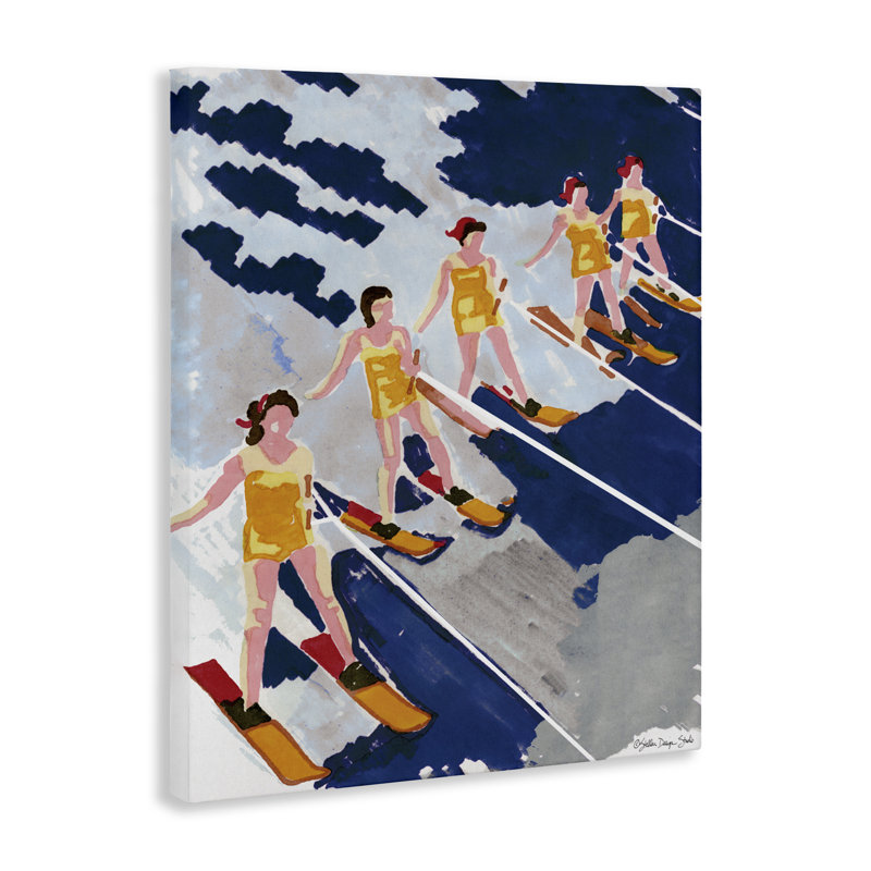 «Retro Waterski Women» par Stellar Design Studio, H 20 po x l 16 po x 1,5 po, Toile tendue