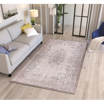 Tapis décoratif beige à motif oriental rétro