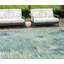 Tapis d'extérieur lavable abstrait bleu sarcelle 9 pi x 12 pi bleu et vert ivoire
