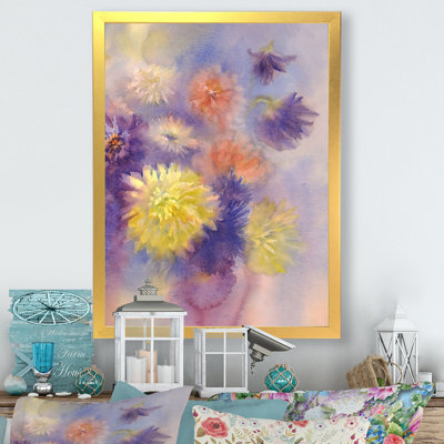 «Grunge Abstract Asters Bouquet II», reproduction d'art sur toile traditionnelle