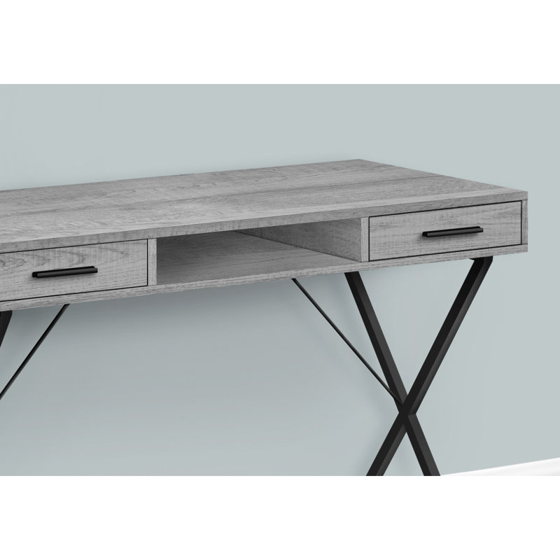 Bureau d'ordinateur, bureau personnel, ordinateur portable, installation à gauche, à droite, tiroirs de rangement, L 42 po, travail, stratifié, métal, contemporain, moderne