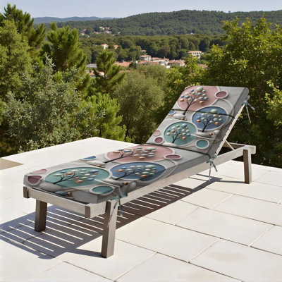  Coussin de patio d'extérieur pour l'extérieur de 3 po avec arbres décoratifs abstraits sphères pastel, art mural géométrique circulaire, coussin de chaise longue résistant à l'eau pour chaise