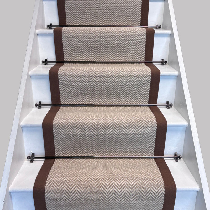 Stair Runner Chevron Wool Looped / Hooked Area Rug, Stair Runner 65 x 700 cm