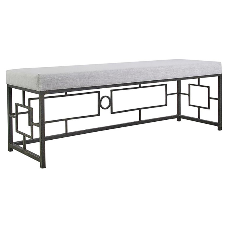 London Upholstered Bench, Antique Black/Dove Gray