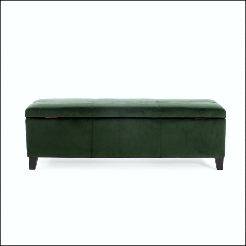 Banc de rangement avec repose-pieds et pieds en bois d'hévéa