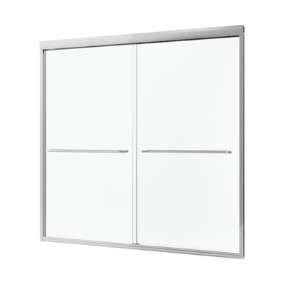Porte de douche coulissante double semi-sans cadre H 56 "à l 60" H 60 ", porte de douche à dérivation, porte en verre trempé épais de 1/4" (6mm)