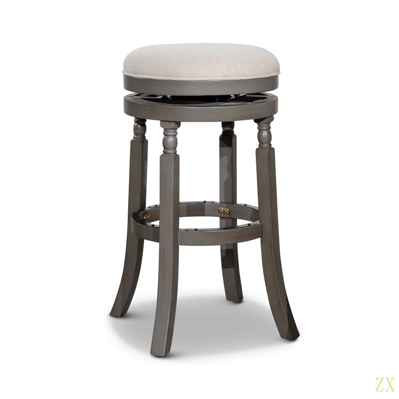 Tabouret 30 ", siège en tissu, Siège crème / cadre gris