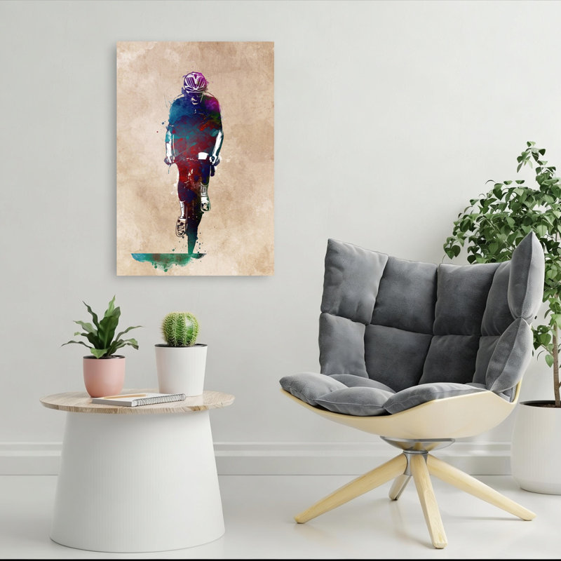 «Vibrant Cycling Athlete», art mural contemporain, 36" H x 24" W