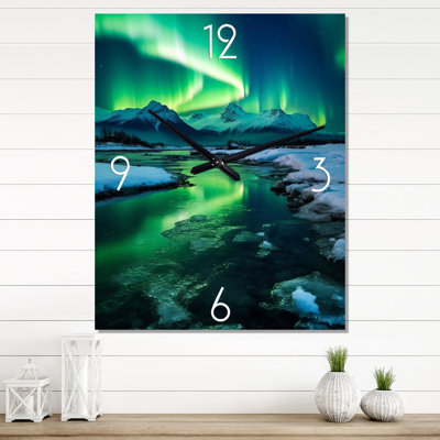 Northern Lights In Stunning Arctic Mountains II - Northern Lights Very Wall Clocks