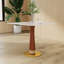 Petite table de conférence carrée moderne en pierre frittée avec base en bois massif-1272833991