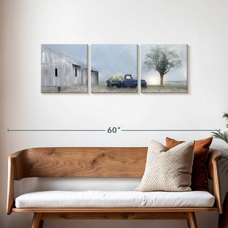 Ensemble 3 pièces grange sur toile Jonestown, H 15 po x l 47 po x P 1,25 po