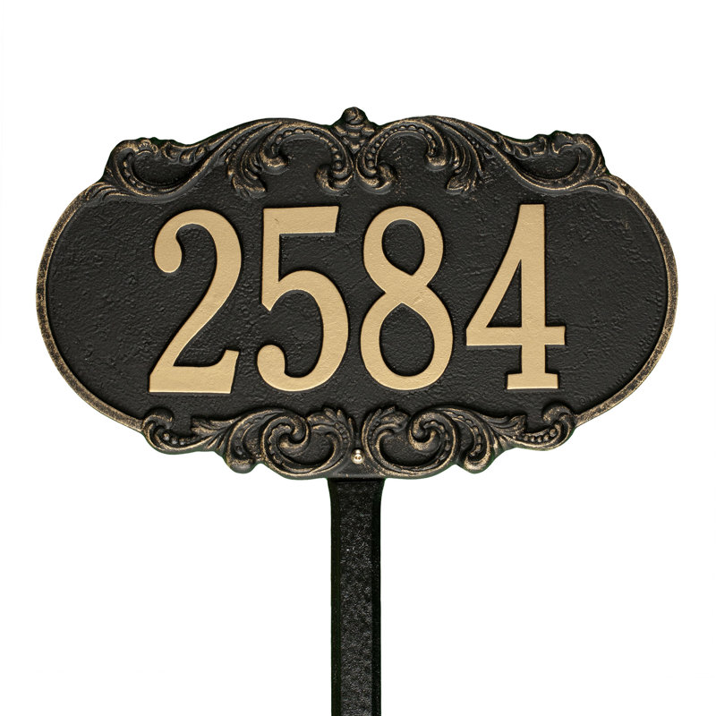 Charrington 1-Line Lawn Address Sign, Yes, Black / Gold