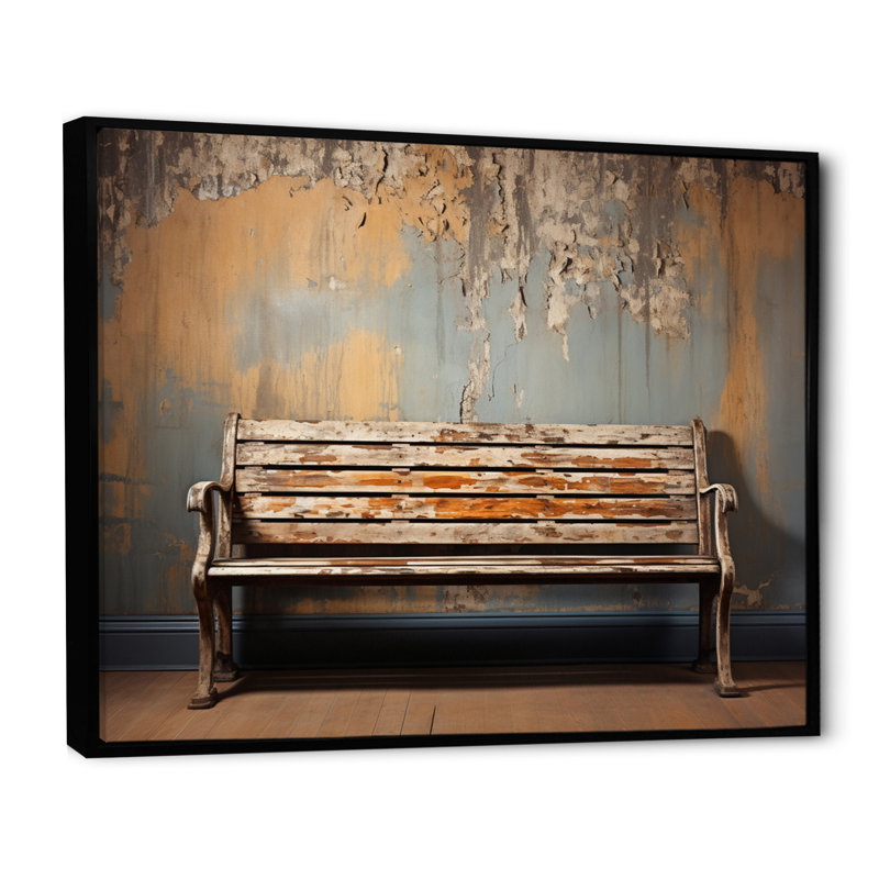 «Maimouna Baseball Bench Minimalisme II», reproduction sur toile, H 16 po x l 32 po x P 1 po, Cadre flottant noir
