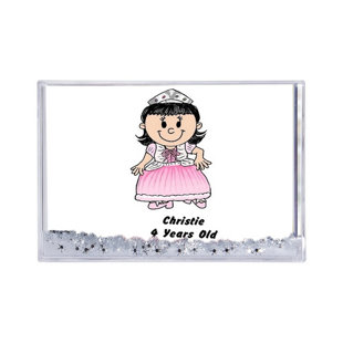 Cadre de boule à neige rose avec princesse personnalisable