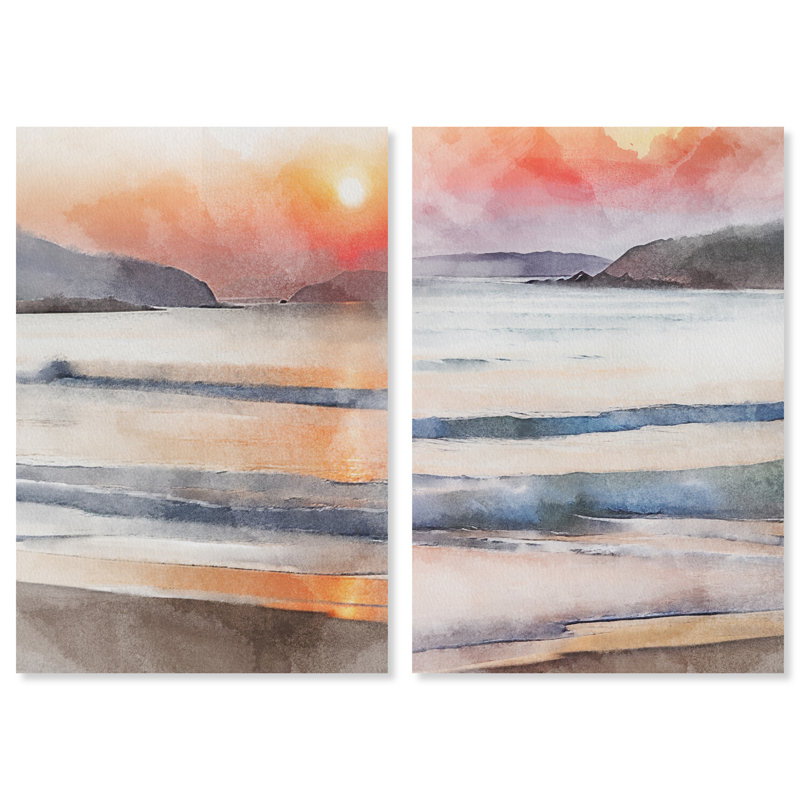 Felda Amber Sky SET by Wynwood Studio - 2 Piece Wrapped Canvas Print, 16" H x 24" W x 0.8" D