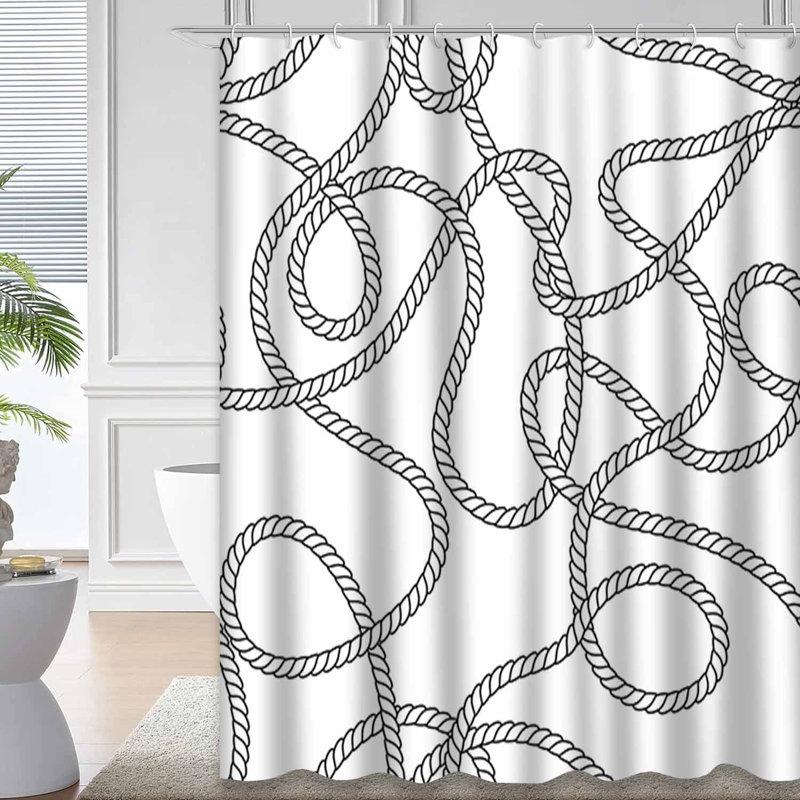 Rideau de douche noir avec 12 crochets, L 72 po x l 78 po