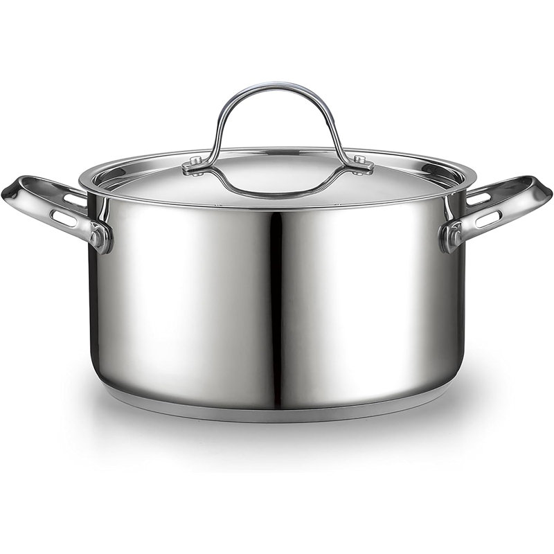 Marmite standard en acier inoxydable de 6 pintes avec couvercle Cooks, grande marmite pour pâtes, soupe, spaghetti, marmite avec chauffage uniforme, va au four, va au lave-vaisselle, batterie de cuisine à induction