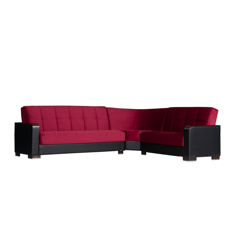  Nadler X Fabric Upholstered 224” Convertible Sectional Sofa Bed with Storage – Firm Support L-Shaped Sleeper Sectional for Small Spaces