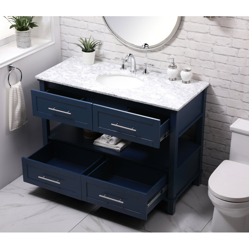 Ensemble de meuble-lavabo simple 48 po Audrit, Bleu