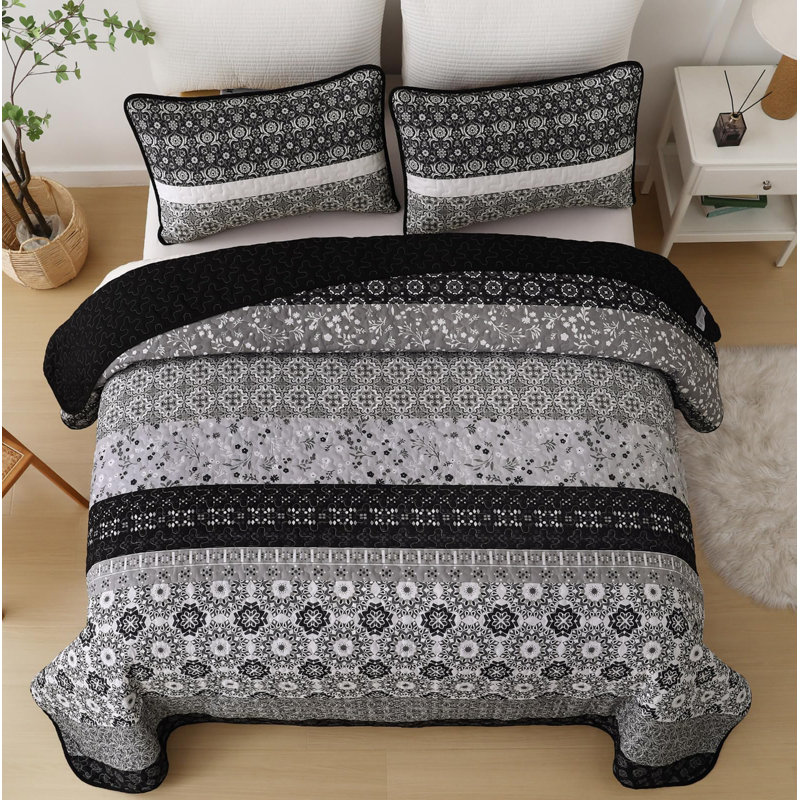 Ensemble de 3 ensembles de courtepointe Boho, Courtepointe pour très grand lit et 2 taies déco