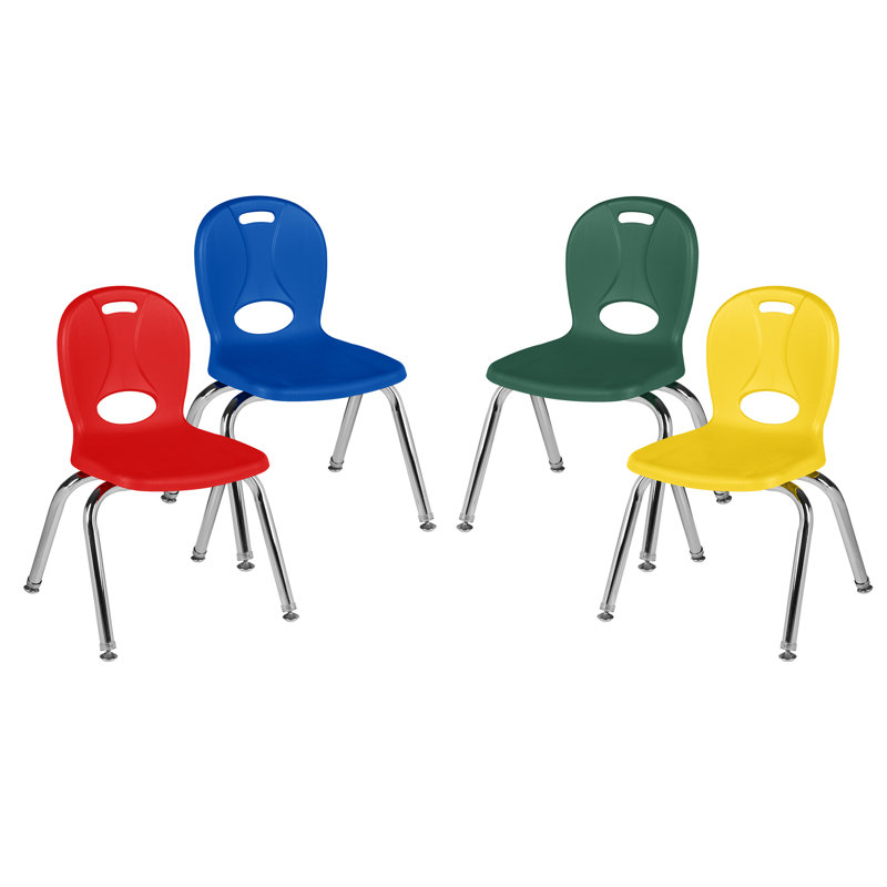Structure Series Plastic Stacking Classroom Chairs with Contoured Seats (Set of 4), 18", Red