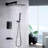 10" Rainfall Shower Head And Balanced Faucet Bathroom System - Matte Black, Wall Mounted In Black With 10Inch Valve-121245087