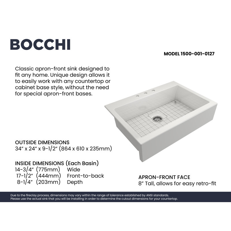 Nuova 34'' L Retro-fit Apron-Front Kitchen Sink, White