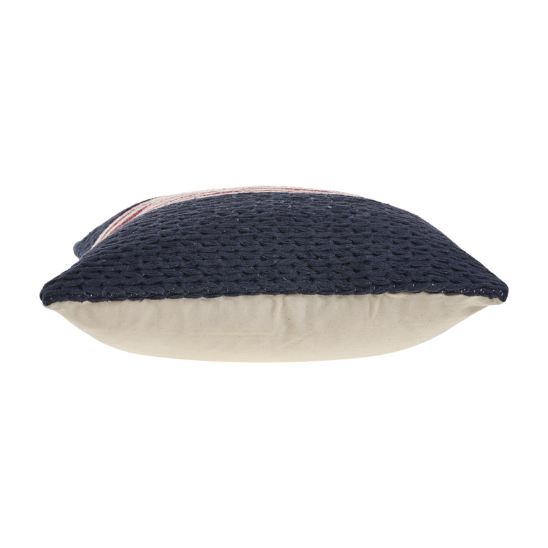 Nautical Navy and Red Striped Square Throw Pillow, 20 in