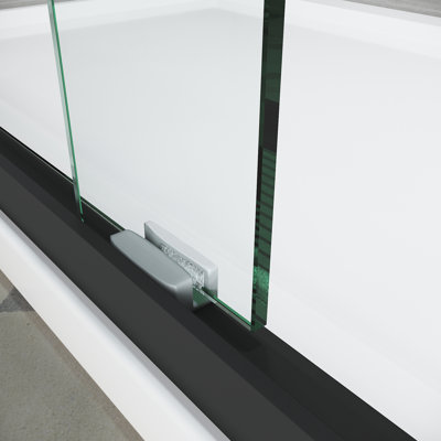 Porte de baignoire double 56 - 60 po L 57 po x H 57 po, noir mat, verre trempé, cuve en acier inoxydable 304 56-60 avec poignées de finition H