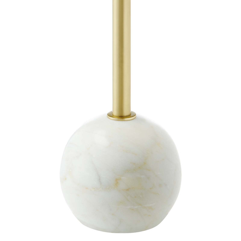 Round White Marble and Brass Side Table with Iron Pedestal