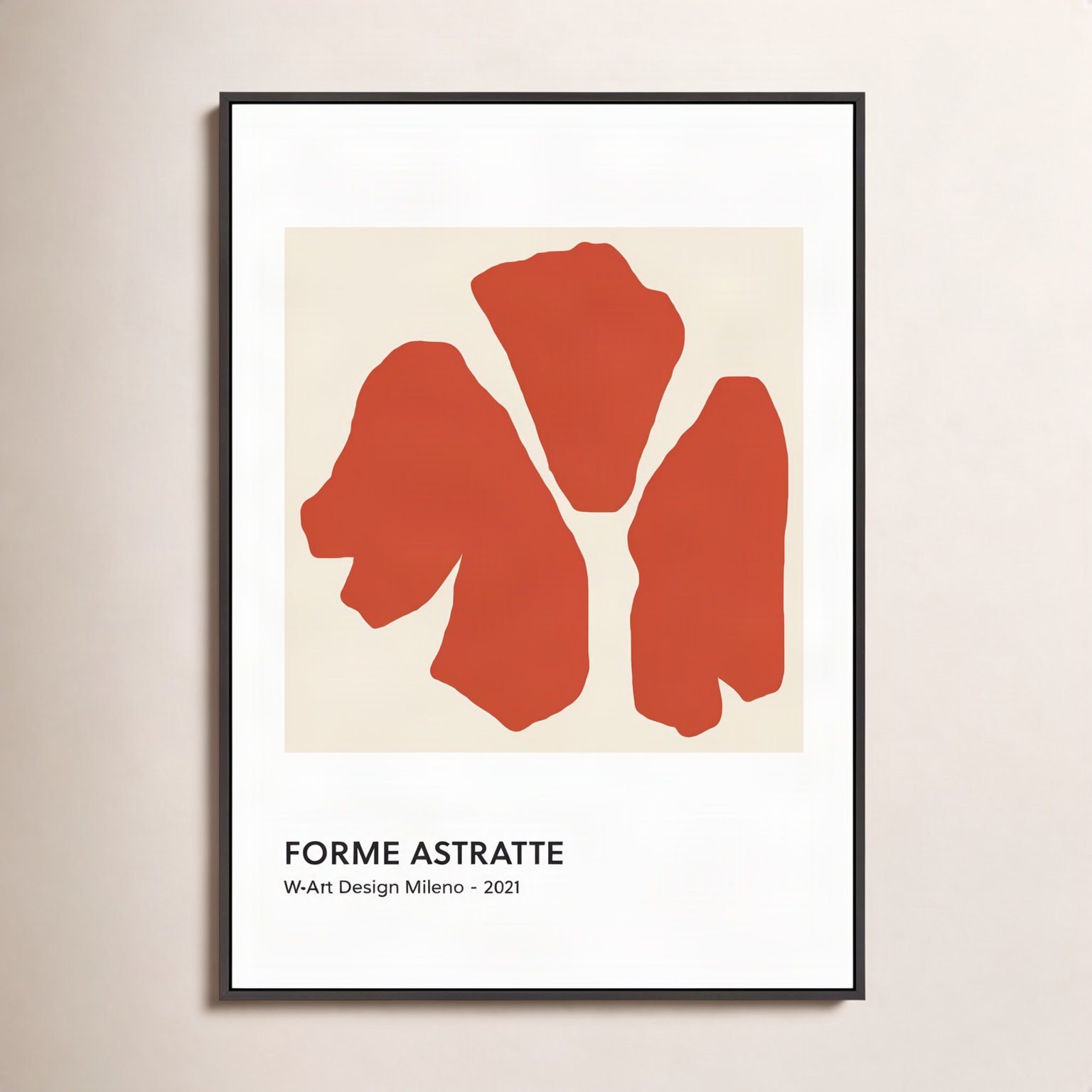 Desma "Forme Astratte Red" Print, 50" H x 35" W x 1.25" D, Black Framed Canvas
