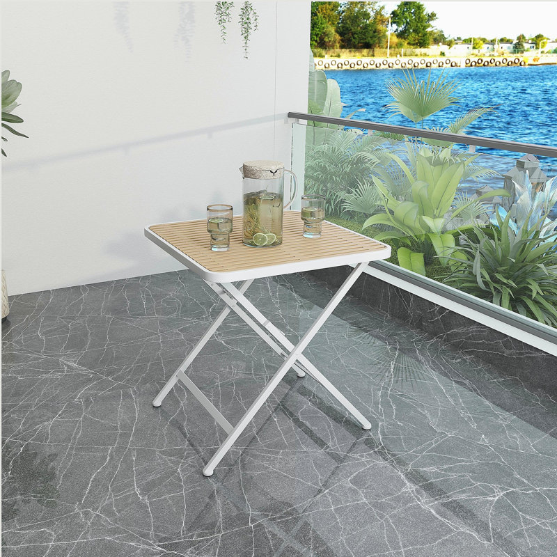 Table moderne pliante carrée, table multifonctionnelle intérieure et extérieure, plateau en polypropylène avec pieds en métal, convient aux salles à manger, aux salons et aux jardins