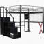 Full Function Metal Loft Bed With Integrated Work Station, Wardrobe, Storage Staircase And LED Lighting, Ideal For Saving Space In Kids' Bedrooms