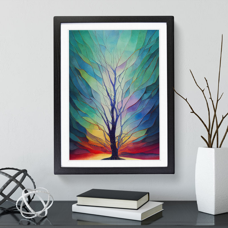 Sublime Tree No.2 Abstract - Single Picture Frame Painting, 64cm H x 46cm W x 2cm D, Black Framed