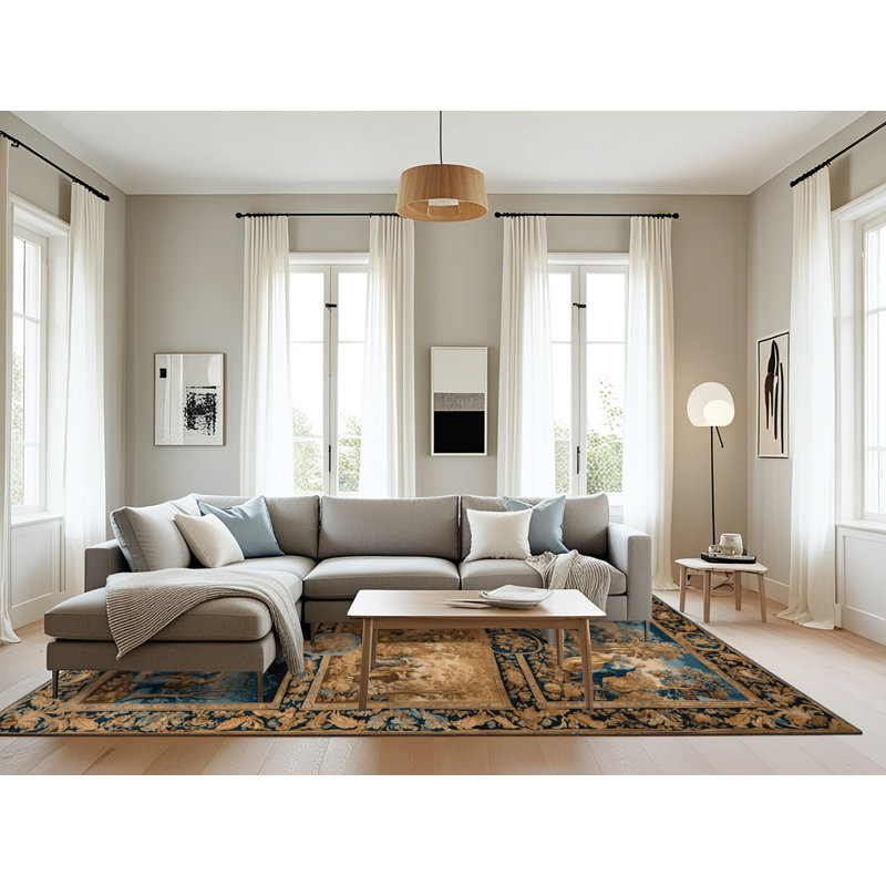 Tapis brun français lavable à la machine, Rectangle 8 pi x 12 pi