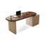 Bureau rectangulaire à 3 tiroirs en bois manufacturé brun noisette + blanc beige-919941492