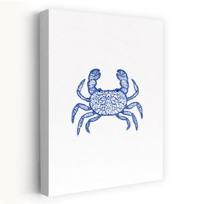 Coastal Blue Crab Crab Coastal Wall Art Print by Donaugh Austin - Wrapped Canvas Print