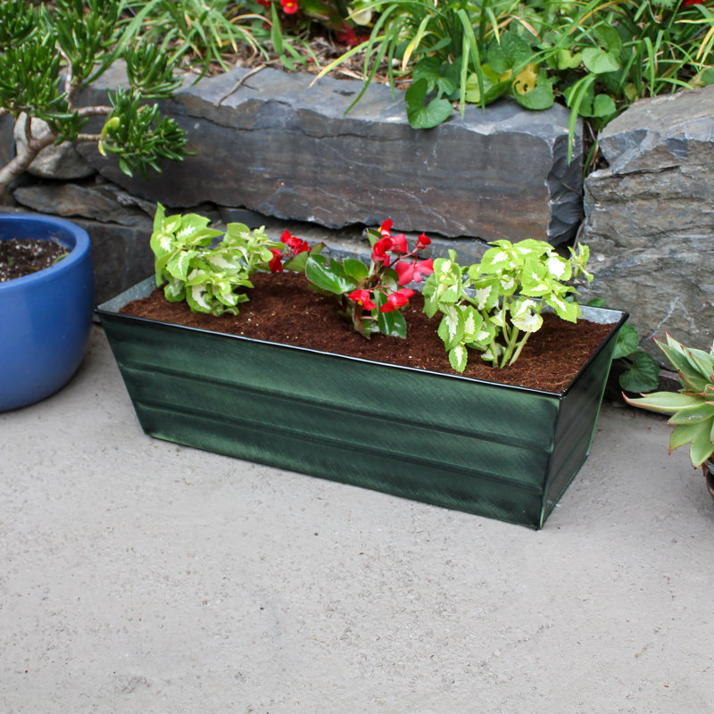 Metal Planter Box, Green Patina