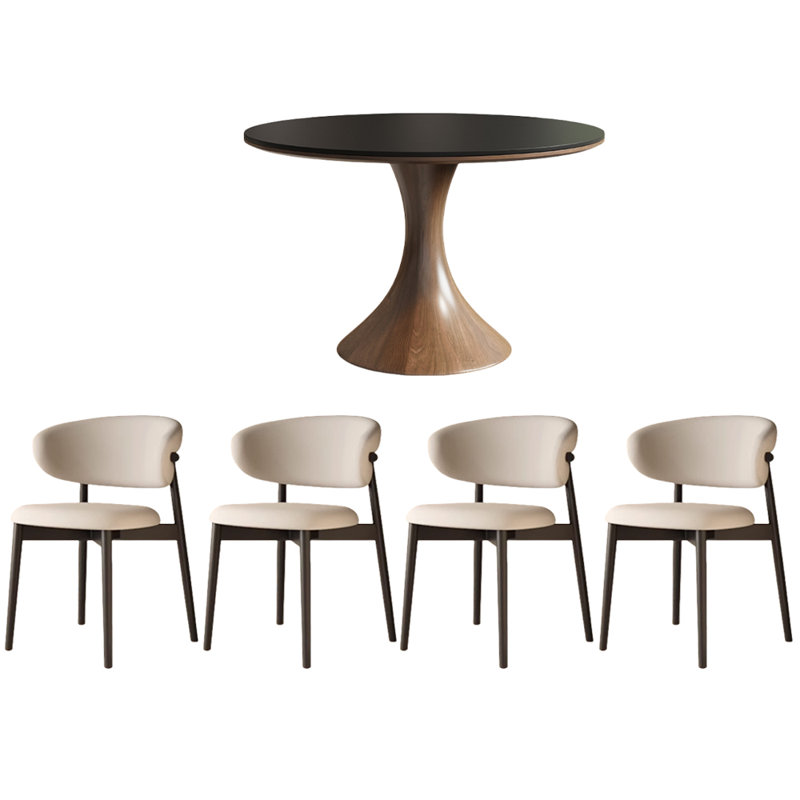 Table de salle à manger durable et épaisse en dalle de granit, H 29,5 po x L 53,1 po x l 53,1 po