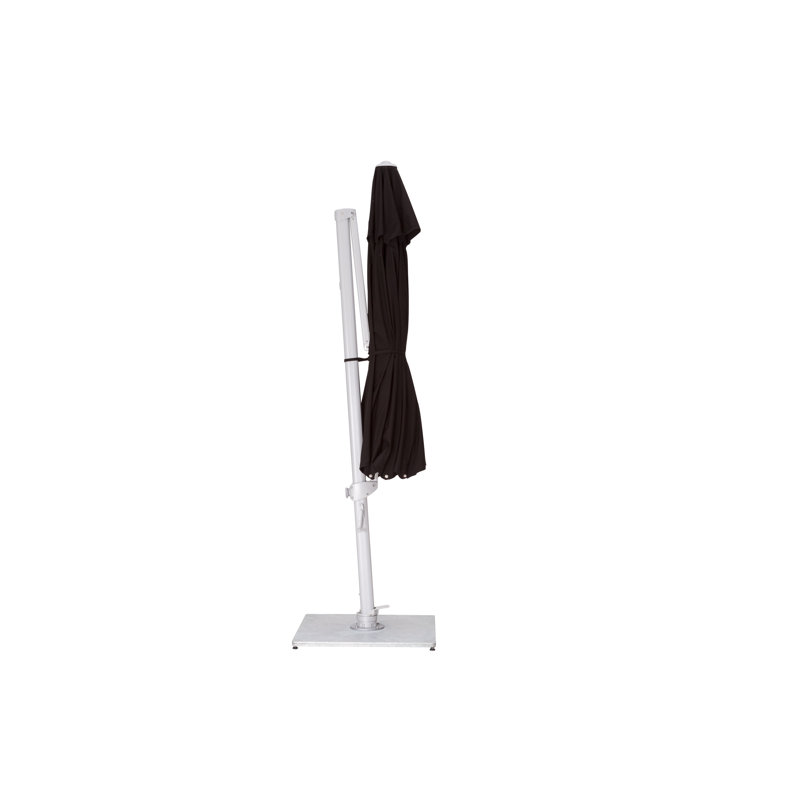 Pavone 11.5' Round Cantilever Umbrella (Handwheel), Double Stack Plate - Medium, Black