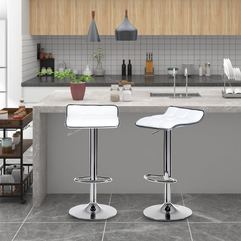 Chrome Plated Steel Bar Stool, White