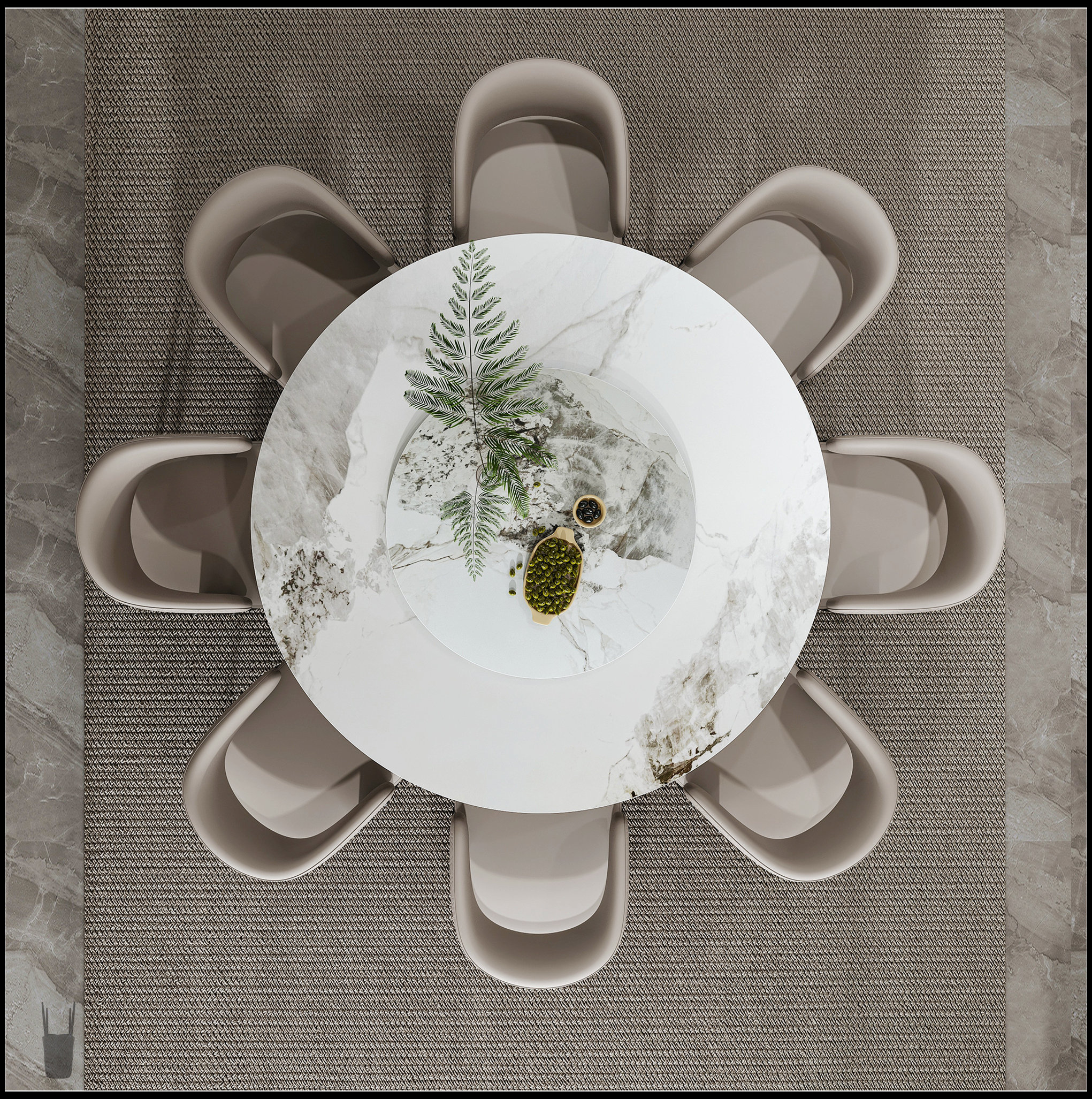Wildon Home® Modern Sintered Stone Dining Table With Rotating Turntable ...