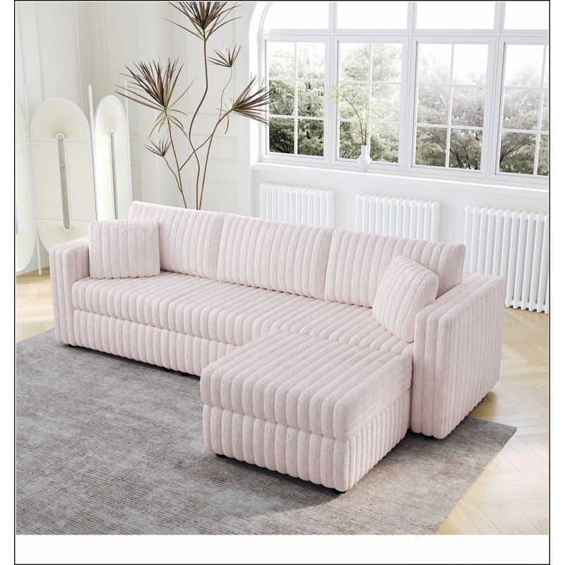 Le canapé 106,6 po souple pour 3 personnes correspond au repose-pieds hydraulique relevable de 30,7 po, Rose clair