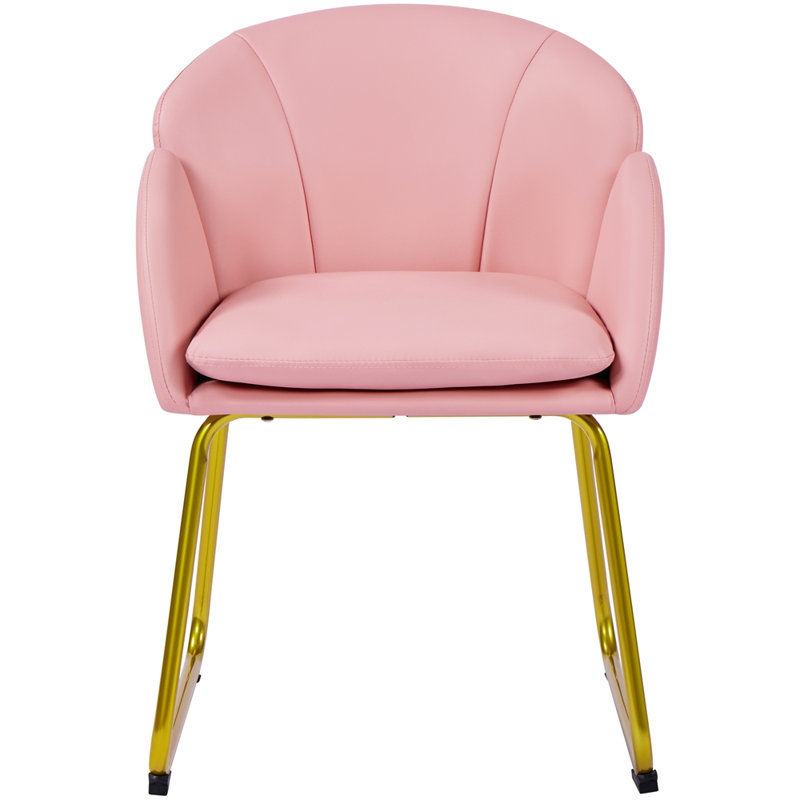Flower Shape Tub Chair with Golden Metal Legs , Simple Pink