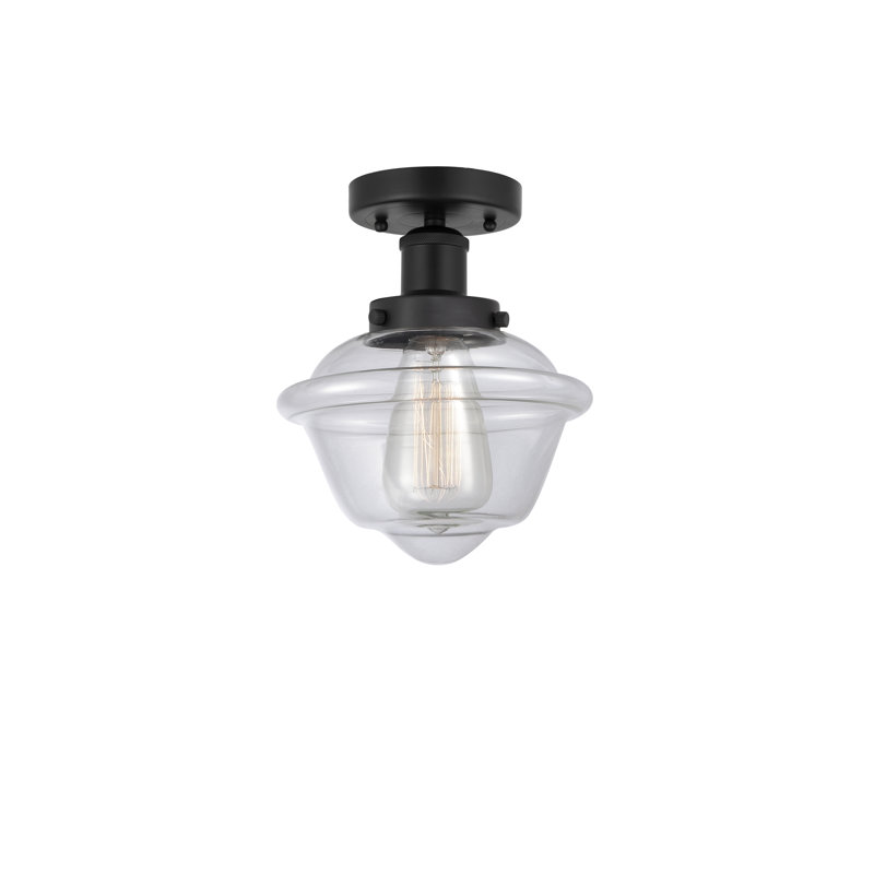 Grourke Glass Semi Flush Mount, Matte Black, Clear