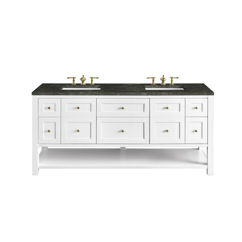 Breckenridge 72'' W Double Vanity, Bright White, Phantome Eclos, 8" Widespread