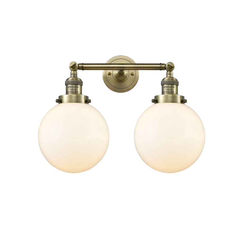 Clementina 2 - Light Dimmable Vanity Light, 6 Watt Vinage LED Bulb, Matte White Cased, Antique Brass