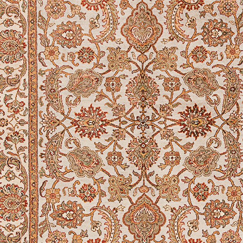 Tapis gris et ivoire noué à la main de haute qualité