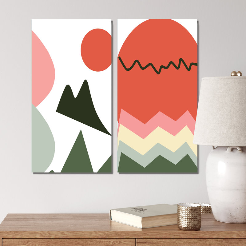 «Scandinavian Abstract Geometric Typographie VII», ensemble de 2 reproductions, H 20 po x l 24 po x P 1 po, Toile tendue